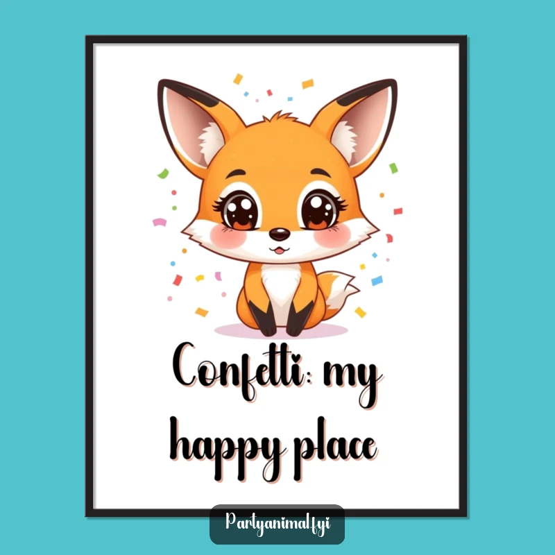 Funny Fox Juggling Confetti Poster - Vibrant Wall Art for Party Lovers