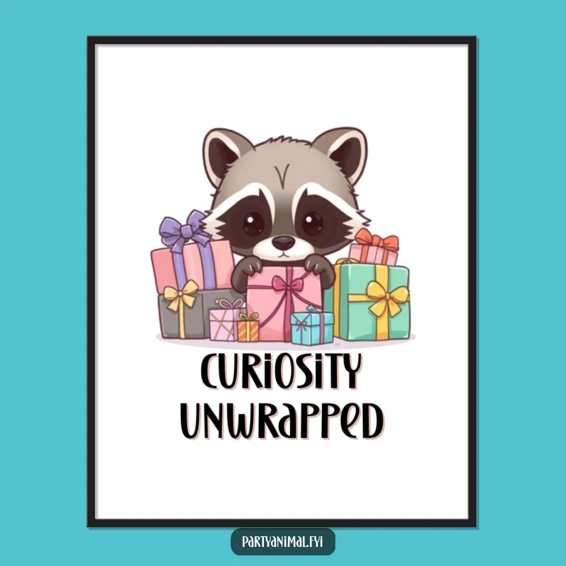 Funny Raccoon Gift Poster: Curious Peeking Character Art Print