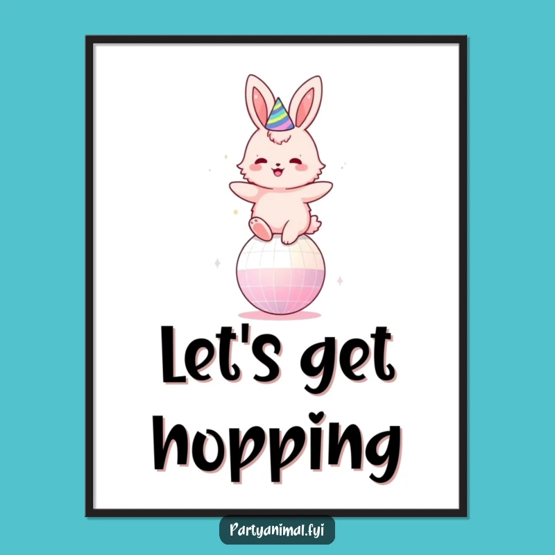 Funny Disco Bunny Poster: Decorate Your Space with Party Vibes and Humor Gift