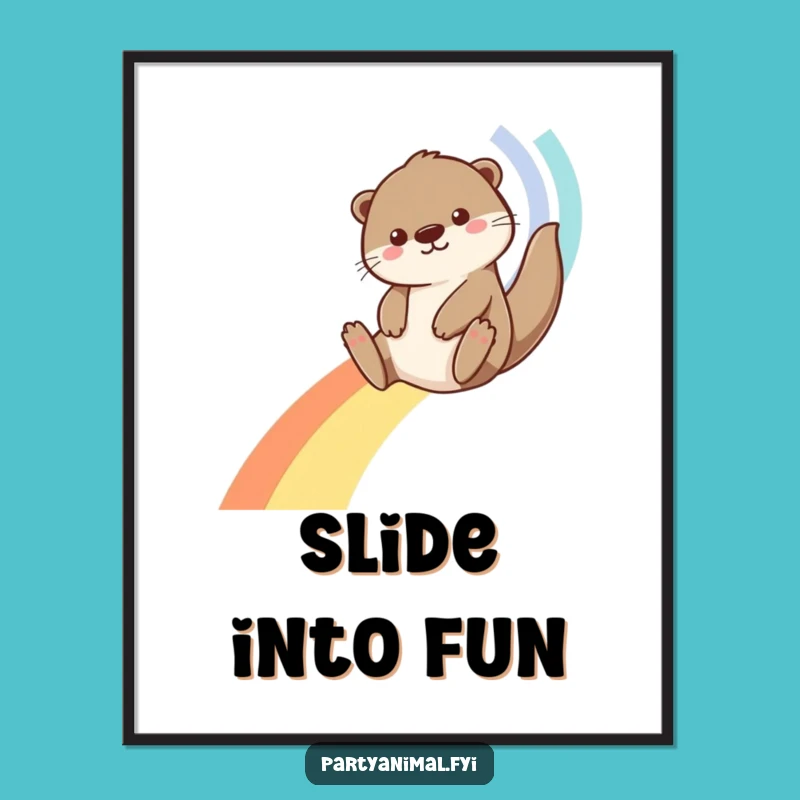 Funny Otter Rainbow Streamer Poster: Hilarious Wall Art and Gift Idea