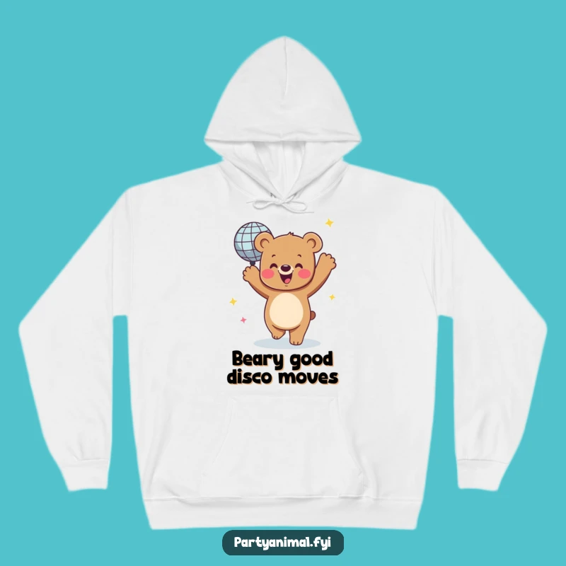 Funny Dancing Bear Disco Ball Hoodie - Cozy & Groovy Winter Wear