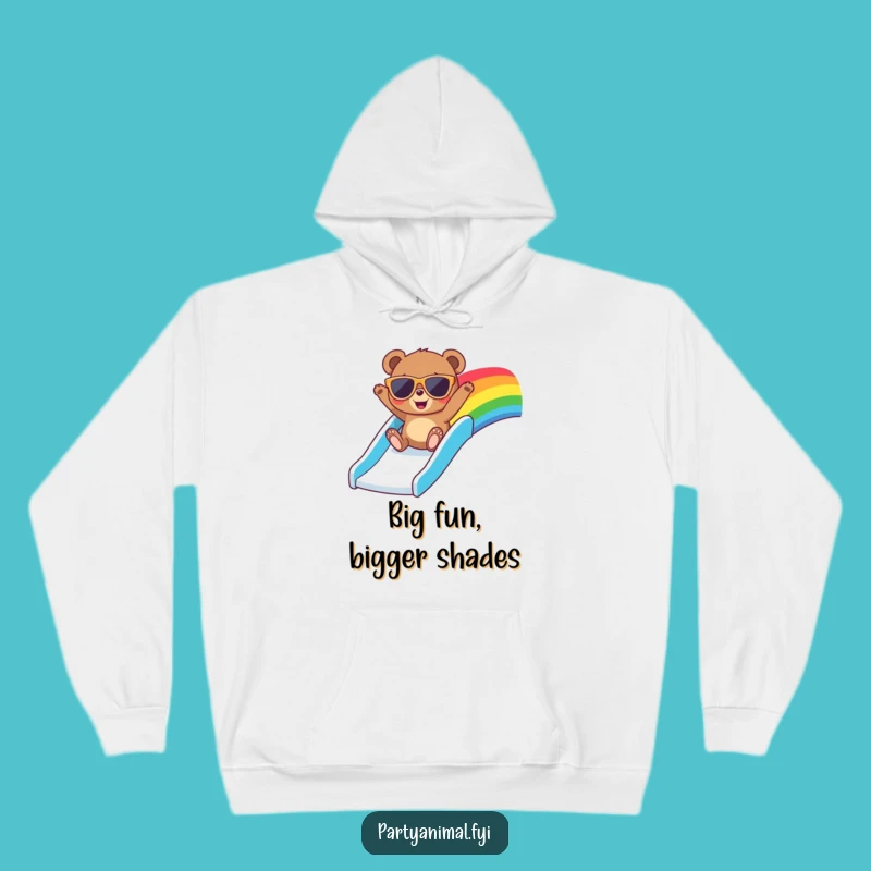 Funny Bear Sunglasses Hoodie - Cozy & Cool Rainbow Slide Sweatshirt Gift