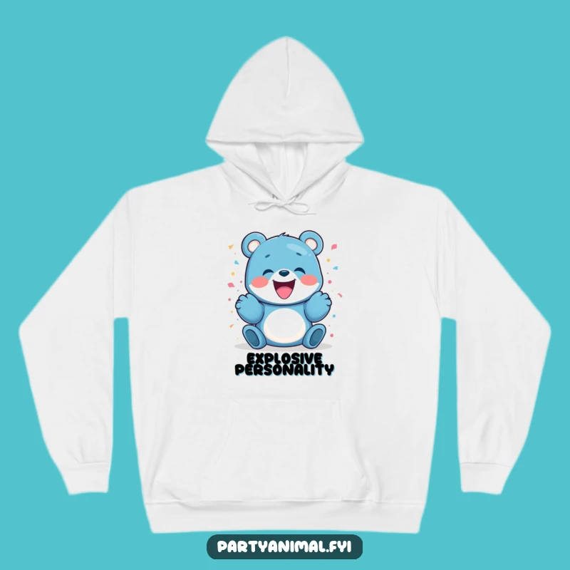 Funny Blue Bear Confetti Hoodie - Cozy & Celebratory Comfort Gift