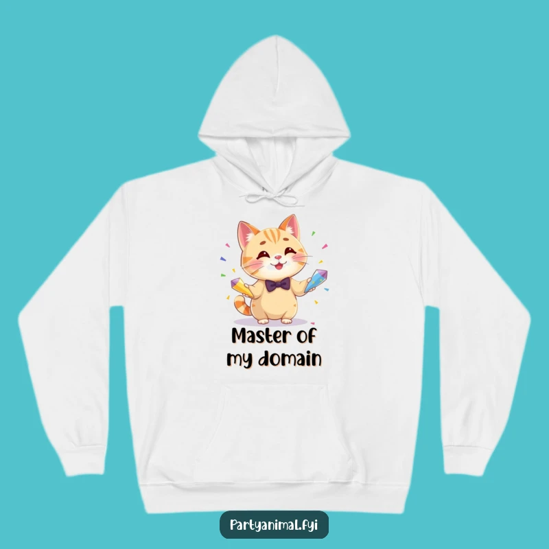 Funny Cat Bow Tie Hoodie - Cozy & Hilarious Confetti Juggling Sweatshirt Gift