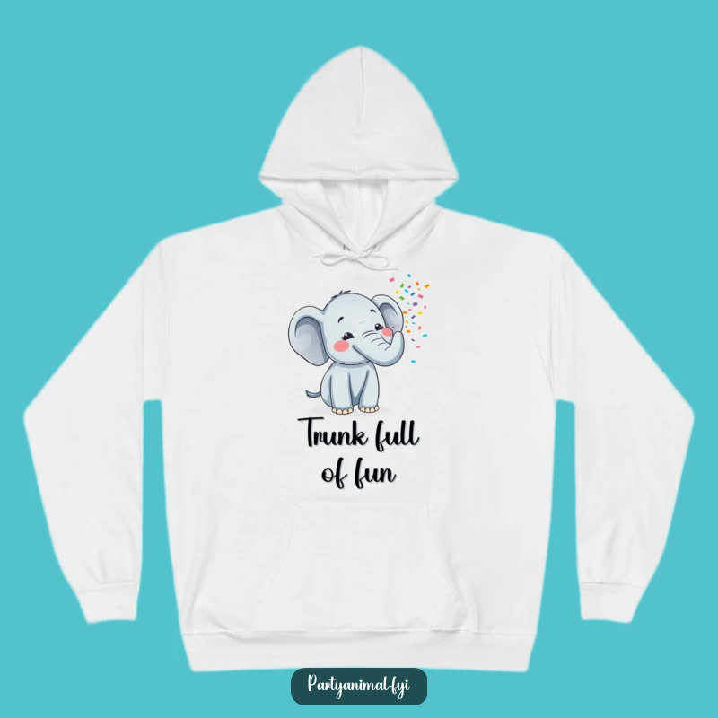 Funny Elephant Confetti Hoodie - Cozy & Cheerful Party Sweatshirt Gift