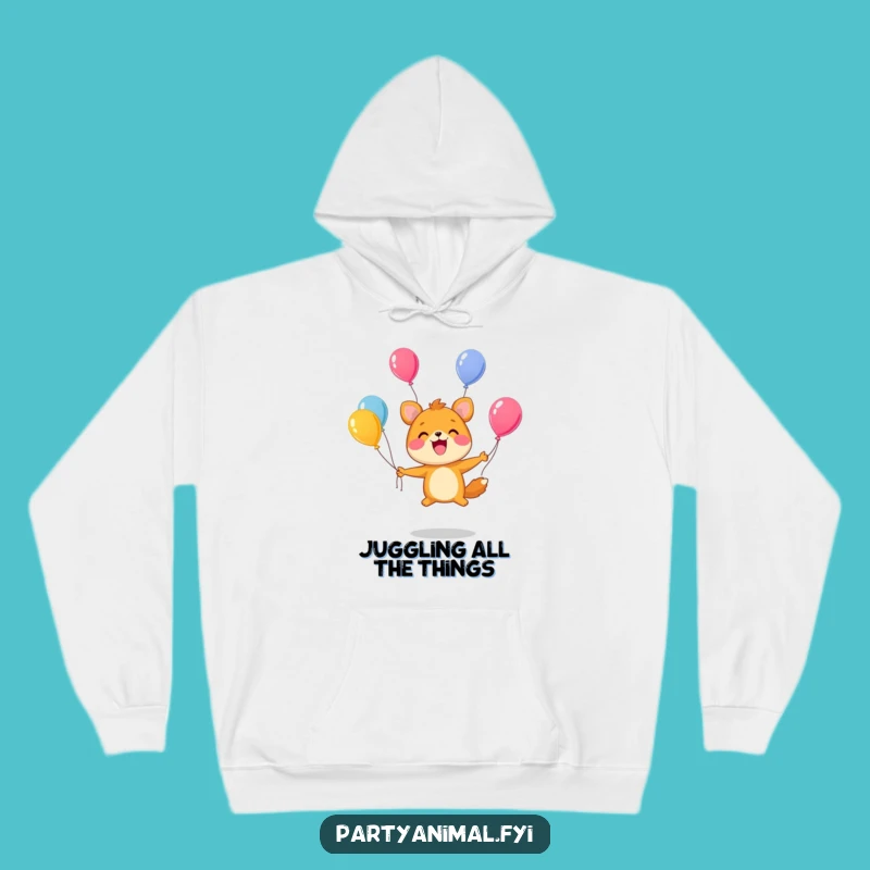 Funny Juggling Animal Hoodie: Stay Cozy with this Hilarious Character!