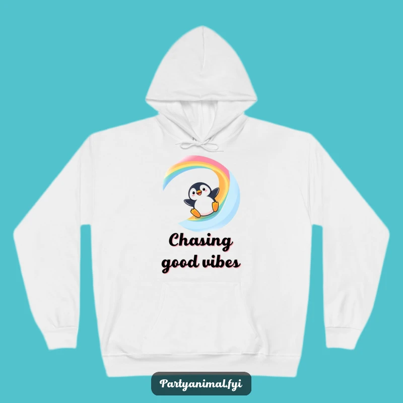 Funny Kawaii Penguin Rainbow Slide Hoodie: Cozy and Hilarious Gift!