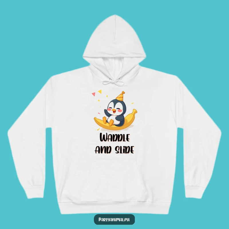Funny Penguin Hoodie - Cozy & Hilarious Party Slide Design