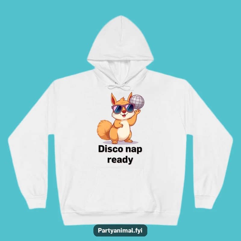 Funny Squirrel Disco Hoodie: Cozy Vibes with Sunglasses and Disco Ball