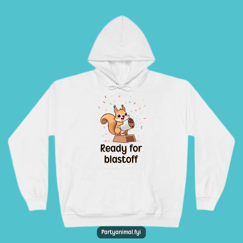 Funny Squirrel Hoodie: Playful Cannon Launch Cozy Confetti Gift
