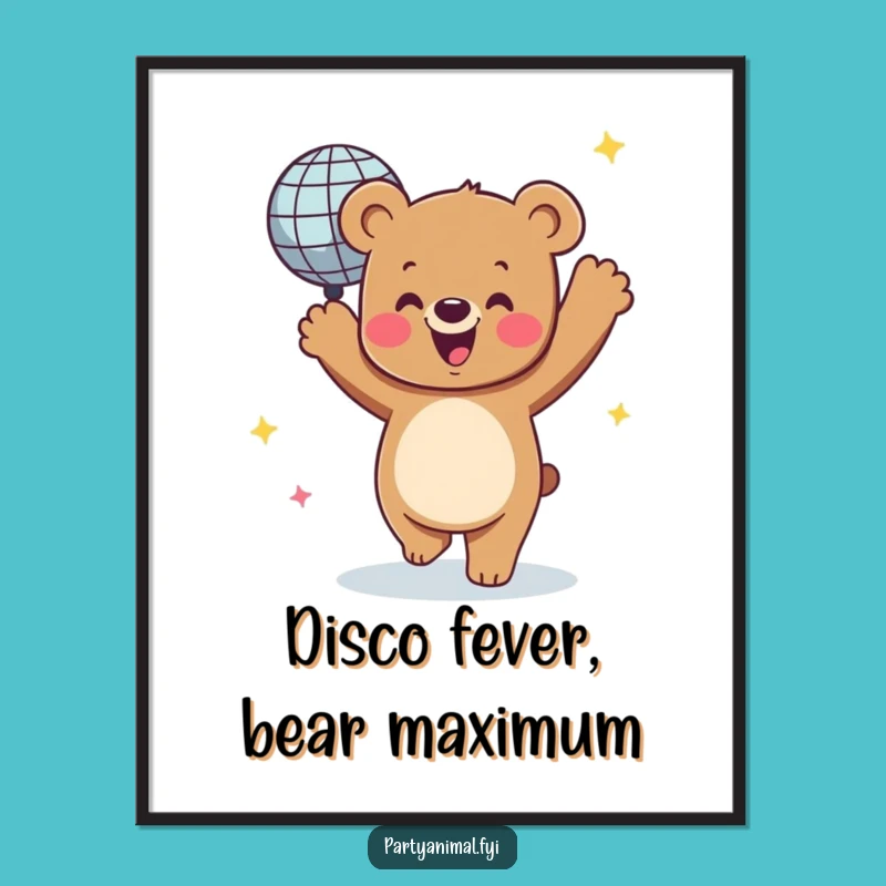 Free Printable Bear Wall Art: Disco Ball Dancer Downloadable for a Funky Retro Vibe
