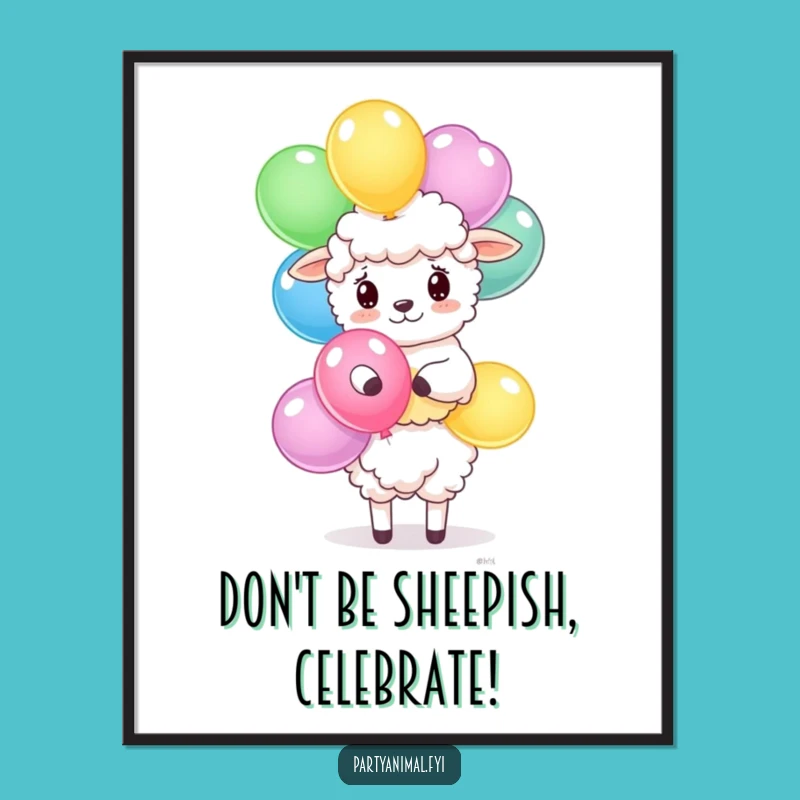 Free Printable Wall Art: Whimsical Sheep Balancing Balloons, Charming Downloadable Decor