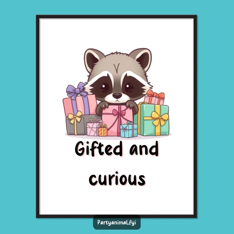 Free Printable Raccoon Wall Art: Gift Peeker Funny Downloadable Decor
