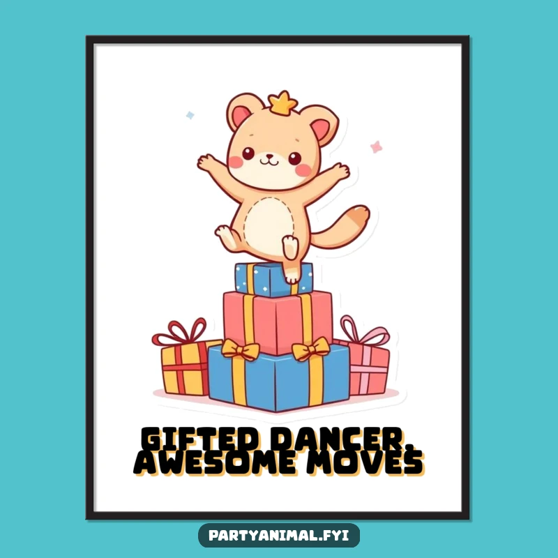 Free Printable Wall Art: Dancing Animal Gift Tower Whimsical Downloadable Art