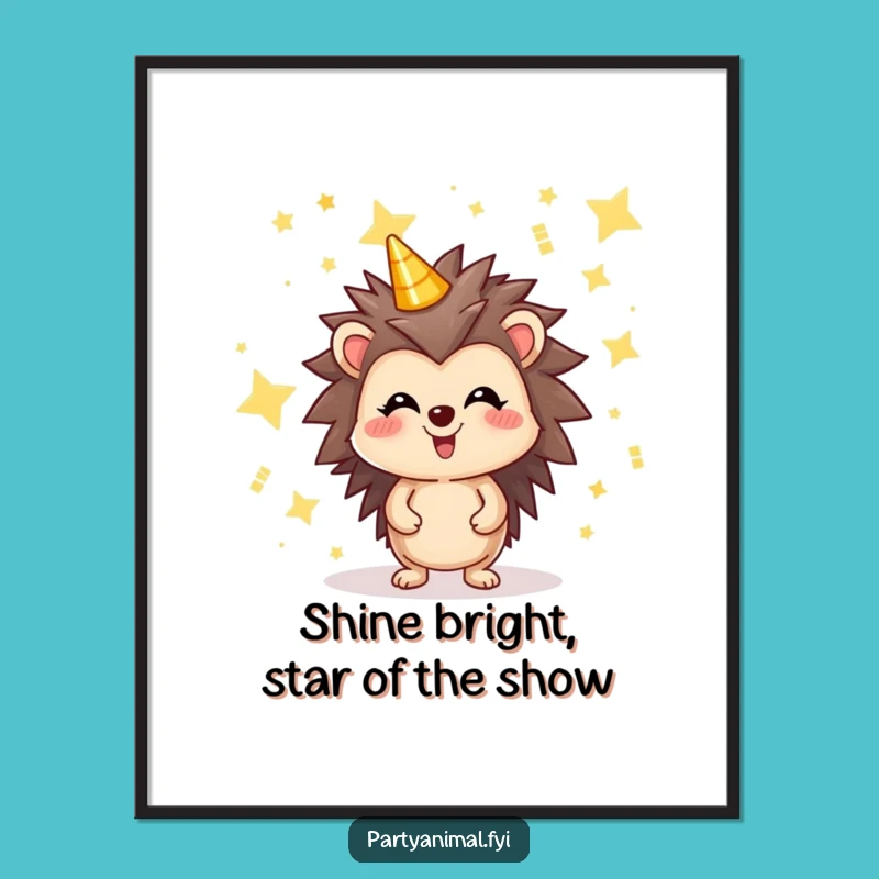 Free Printable Wall Art: Hedgehog Star Party - Whimsical Funny Decor Download