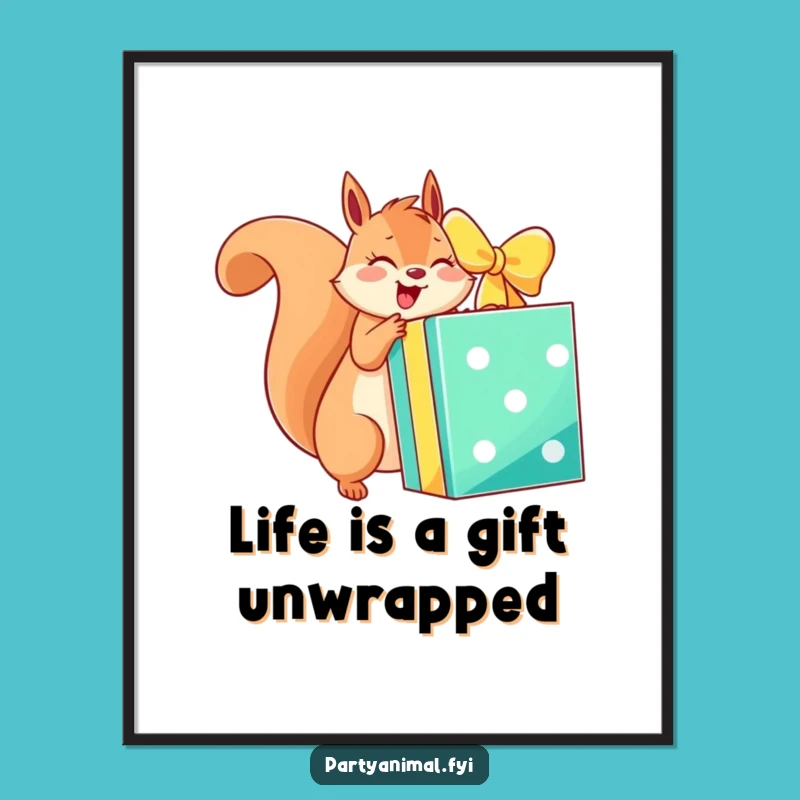 Funny Free Printable Wall Art: Excited Squirrel Gift, Humorous Downloadable Decor