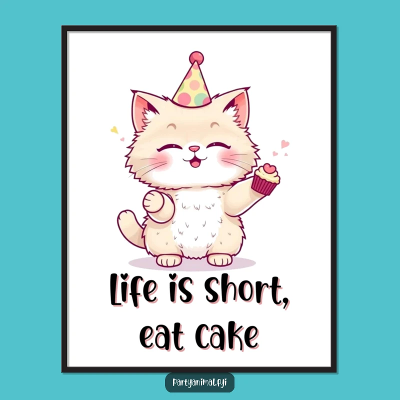 Funny Free Printable Wall Art: Juggling Cat, Cupcakes - Whimsical Downloadable Decor