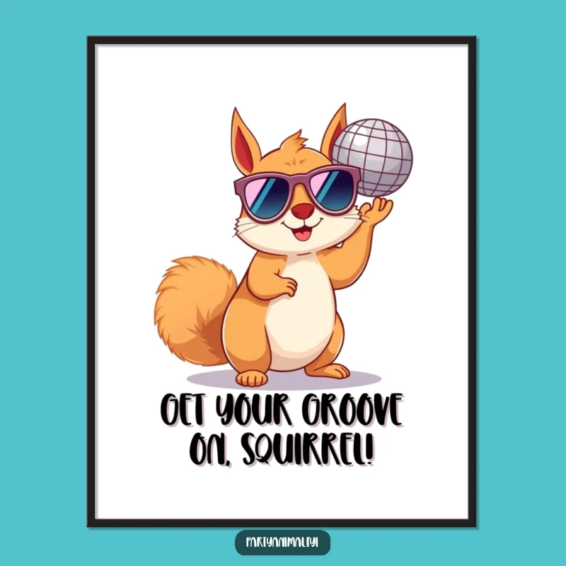 Free Printable Wall Art: Disco Squirrel Spinning Tunes, Cool Downloadable Decor