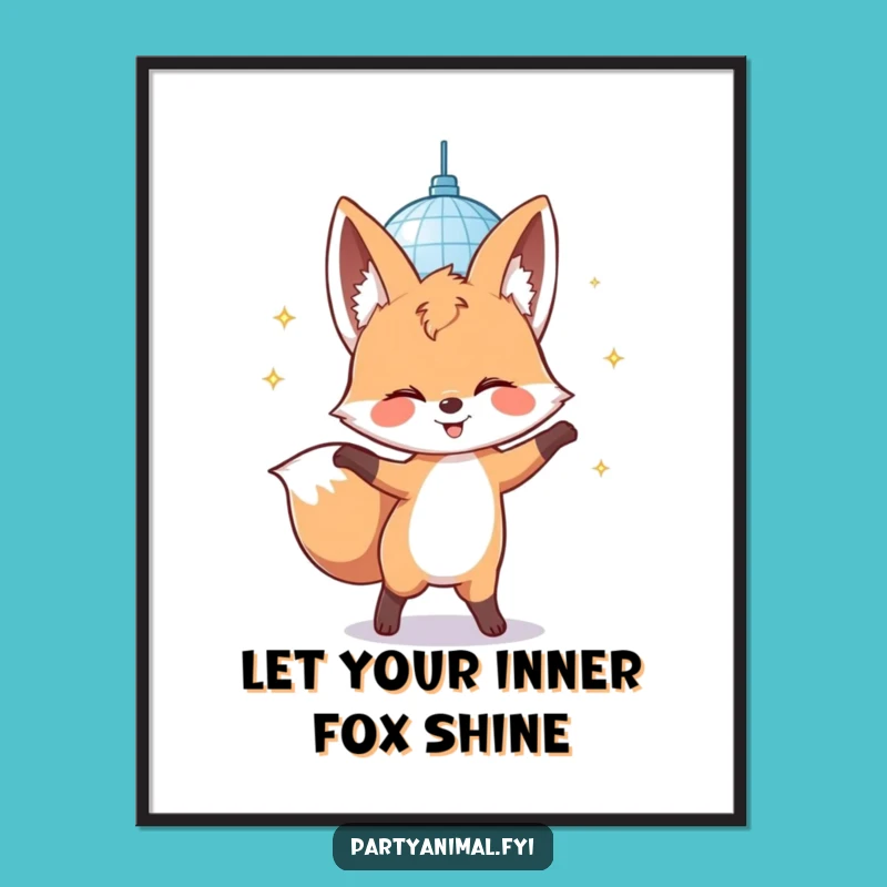 Funny Free Printable Wall Art: Dancing Fox Disco, Humorous Downloadable Decor