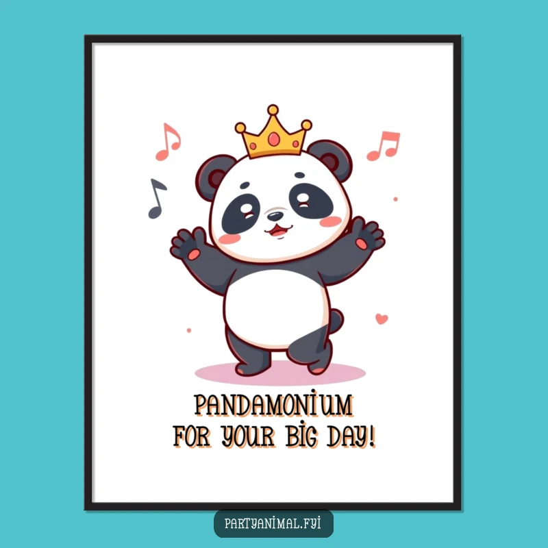 Free Printable Wall Art: Panda King's Royal Dance! Humorous Downloadable Decor.