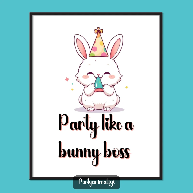 Funny Free Printable Wall Art: Party Bunny, Humorous Downloadable Decor