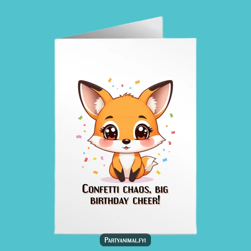 Free Printable Fox Birthday Card: Funny Juggling Confetti Downloadable Gift for Instant Fun