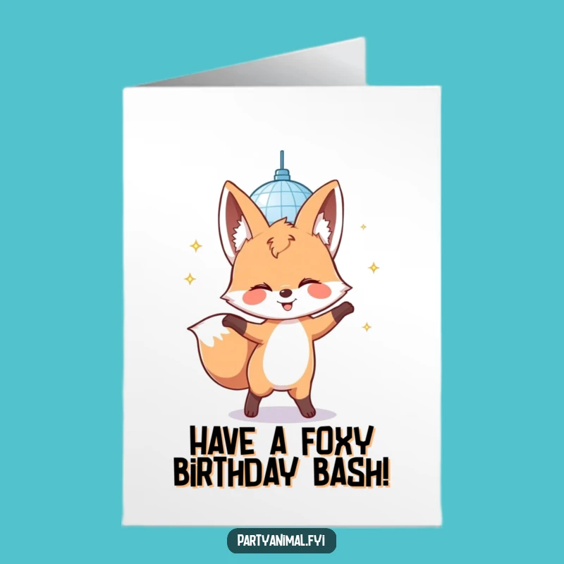 Free Printable Birthday Card: Dancing Fox Disco, Funny Downloadable Gift