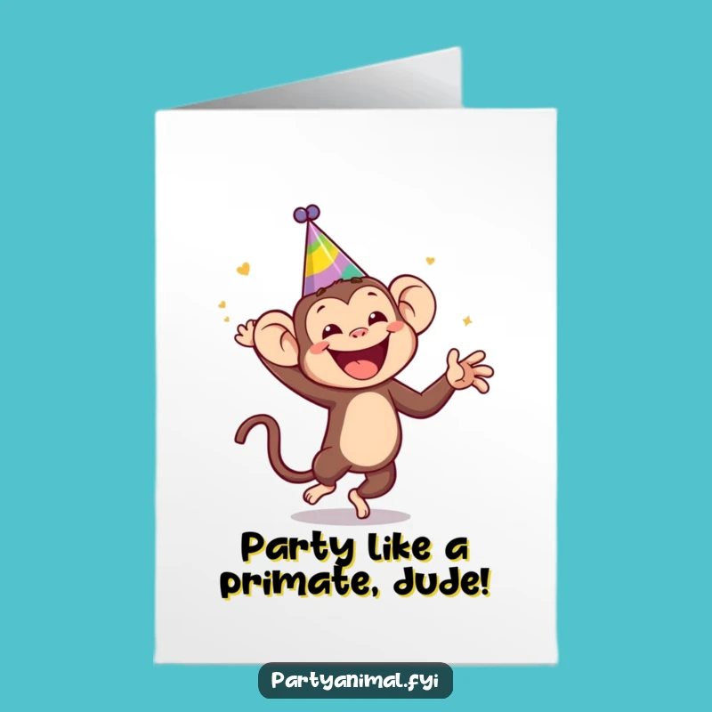 Free Printable Birthday Card: Funny Monkey Dancing, Hilarious Downloadable Gift for Instant Joy