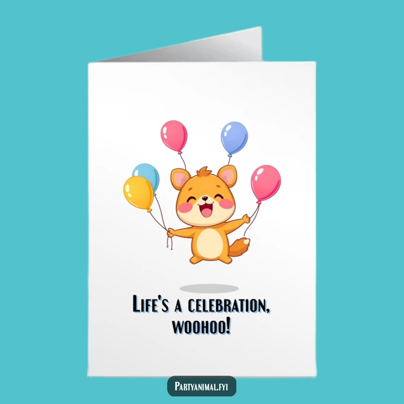 Free Printable Birthday Card: Juggling Animal Joy! Downloadable & Funny Gift