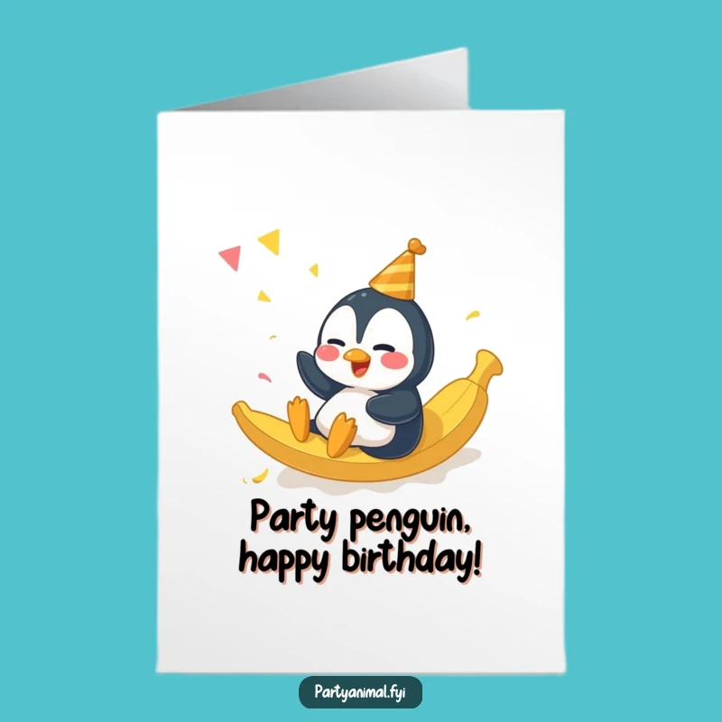 Free Printable Birthday Card: Penguin Slips into Birthday Fun!