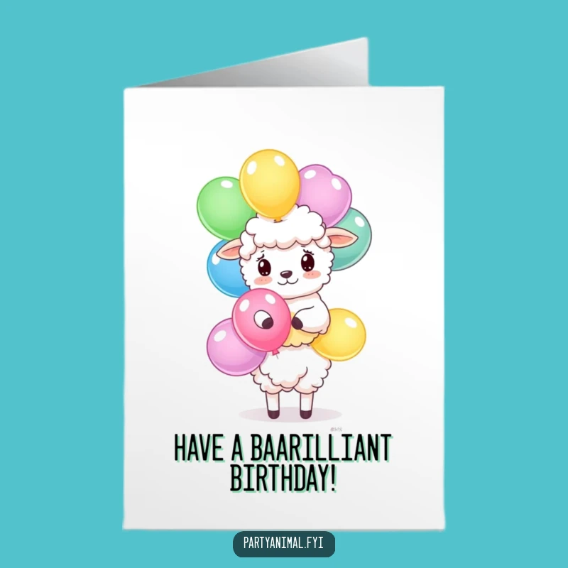 Free Printable Birthday Card: Sheep Balancing Balloons, A Whimsical & Funny Downloadable Gift