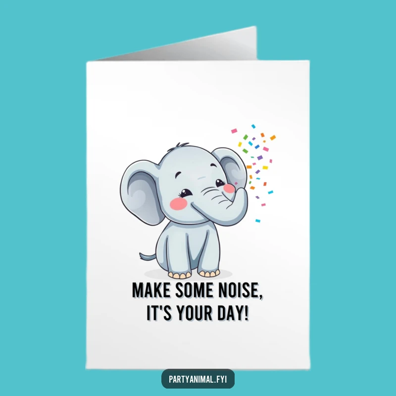 Free Printable Elephant Birthday Card: Confetti Trunk Fun Downloadable