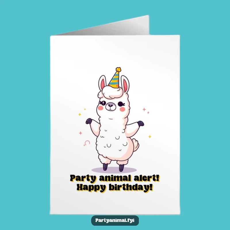 Free Printable Llama Birthday Card: Winking Horn Dancer Downloadable