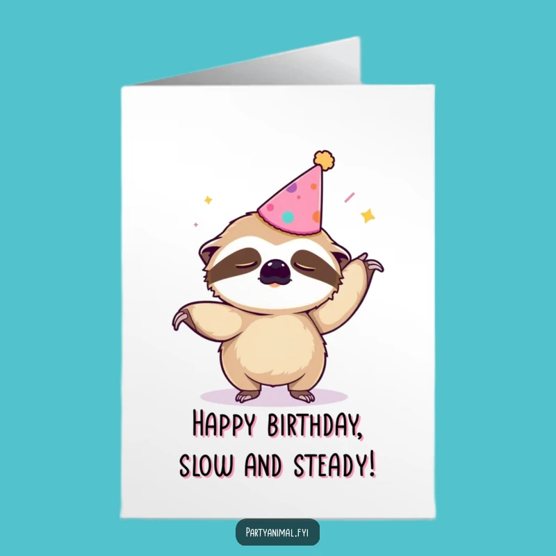 Free Printable Birthday Card: Slow-Mo Macarena Sloth Birthday Fun