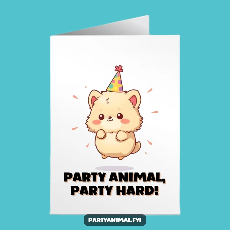 Free Printable Birthday Card: Fluffy Animal Party Hat Fun! Downloadable & Hilarious Gift