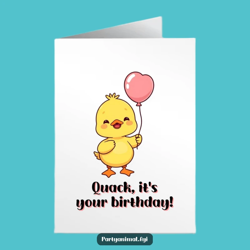 Free Printable Birthday Card: Cheerful Duck Balloon Bobbing Fun Downloadable Gift