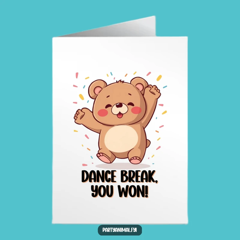 Free Printable Congrats Card: Bear's Celebration Dance! Downloadable Fun