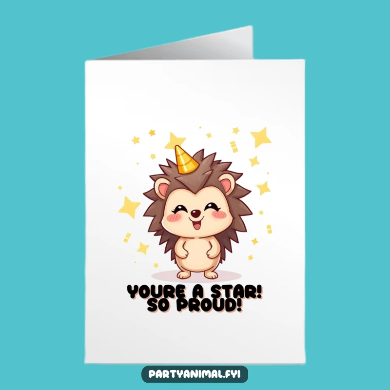 Free Printable Congrats Card: Hedgehog Stars - Sparkling Downloadable Achievement