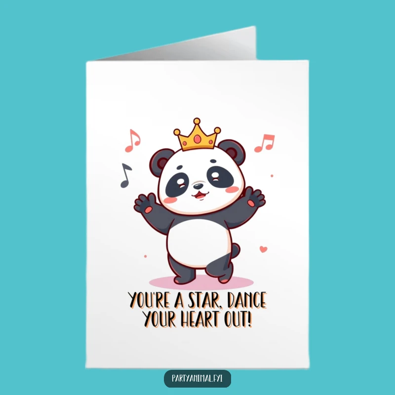 Free Printable Congrats Card: Panda's Royal Dance! Hilarious Downloadable for Champions.