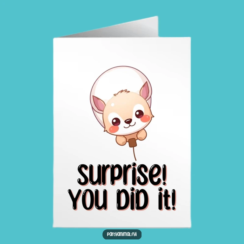 Free Printable Congrats Card: Peeking Animal - Surprise Celebration Art!