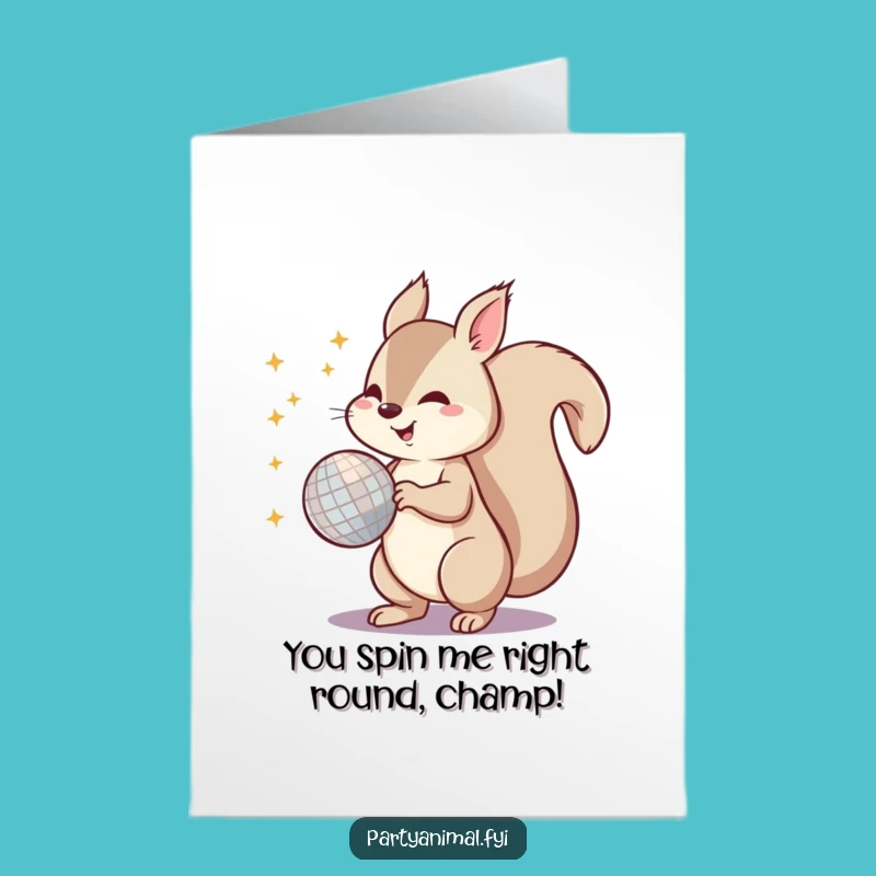 Free Printable Congrats Card: Squirrel's Disco Celebration! Hilarious Downloadable for Big Wins.