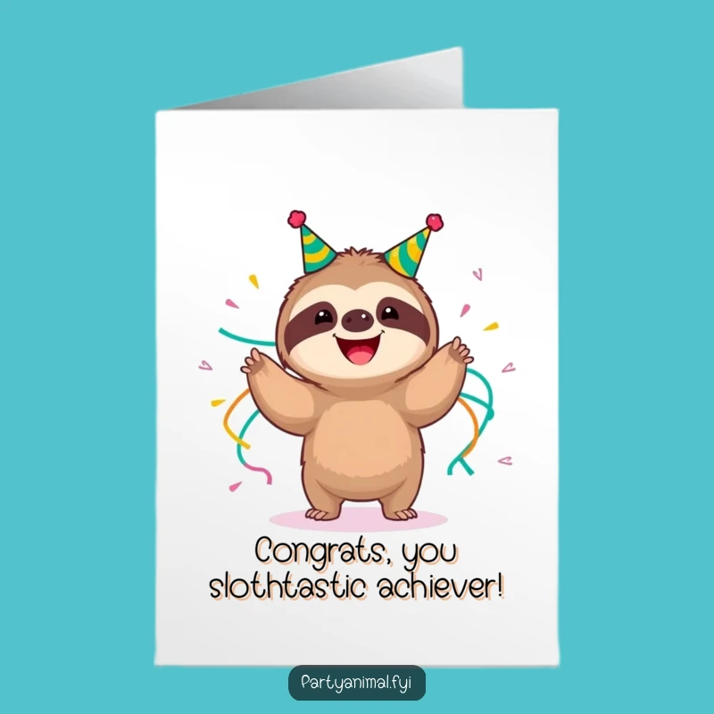 Free Printable Congratulations Card: Sloth Shimmy, Hilarious Downloadable for Unhurried Success