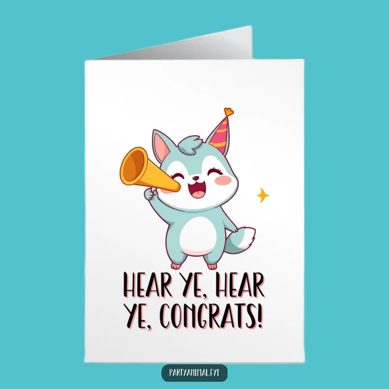 Free Printable Congrats Card: Party Horn Animal, Joyful Downloadable Celebration Gift