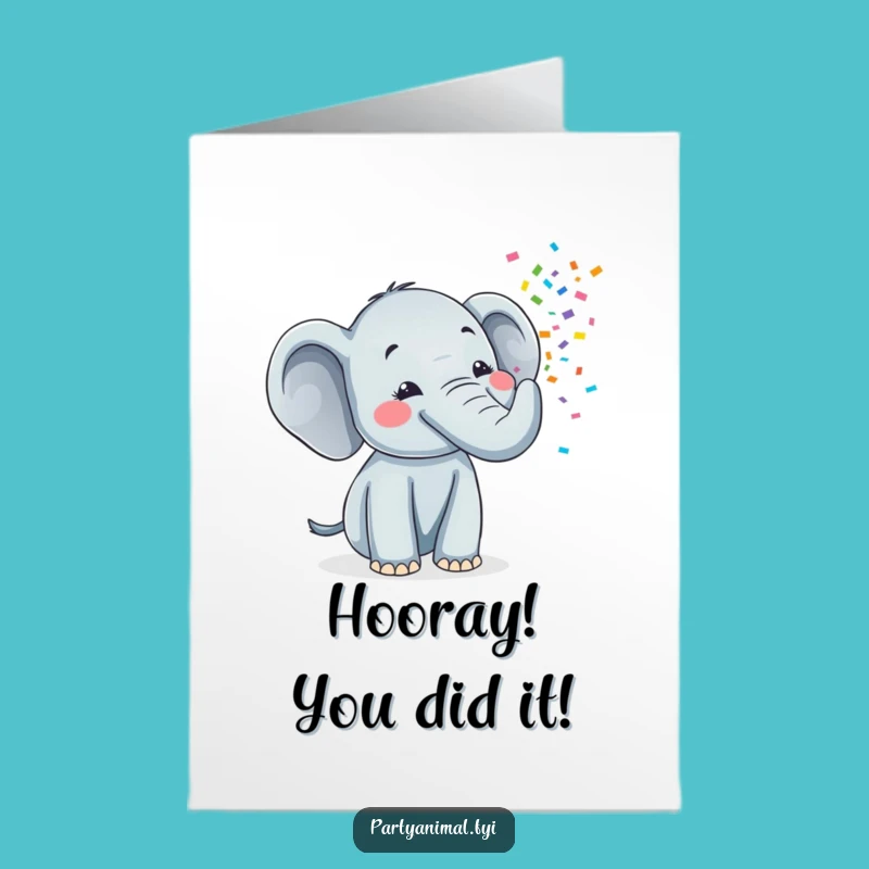 Free Printable Elephant Congrats Card: Confetti Trunk Celebration