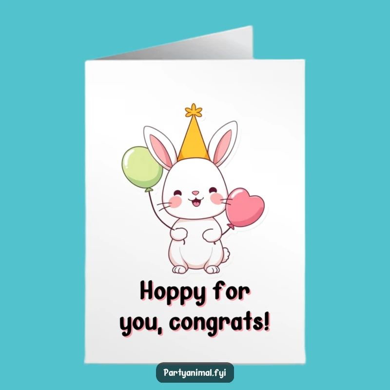 Free Printable Congrats Card: Cheerful Rabbit Celebration Funny Downloadable Gift