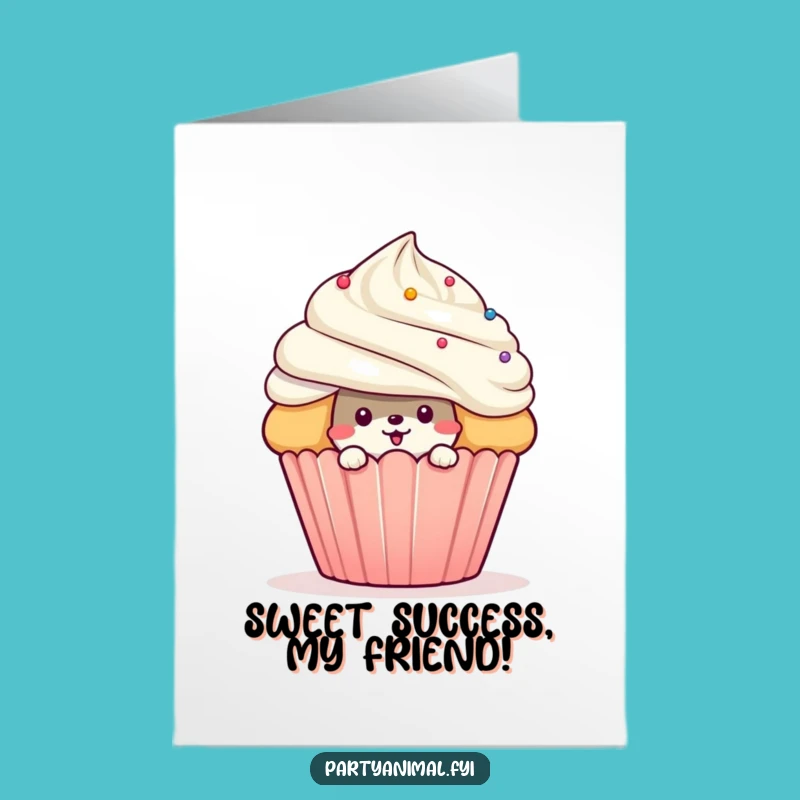Free Printable Congrats Card: Mischievous Animal Cupcake Sneak Downloadable Gift