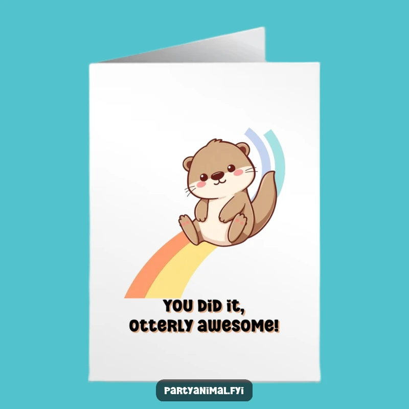 Free Printable Otter Rainbow Card: Quirky Congrats Downloadable Gift for Any Occasion
