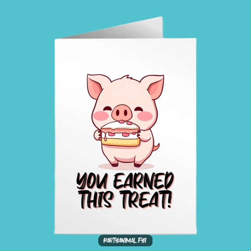 Free Printable Pig Congrats Card: Cake Balance Hilarious Downloadable Gift
