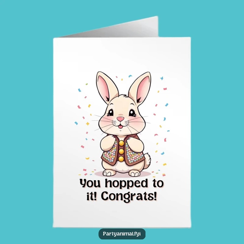 Free Printable Rabbit Congrats Card: Sparkly Excitement Downloadable for Any Achievement
