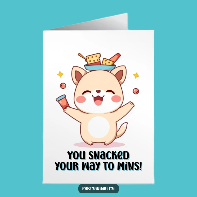 Free Printable Congrats Card: Snack-Balancing Animal for a Delicious Downloadable Gift